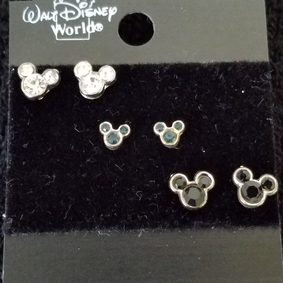 Disney Jewelry - Disney Mickey Set of 3 Diamond Stud Earrings NIP